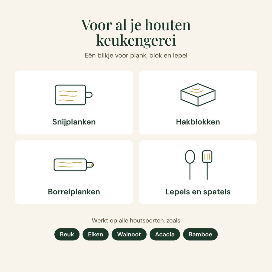 Bijenwas voor al je houten keukengerei: snijplanken, hakblokken, borrelplanken, lepels en spatels