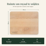 Afmetingen houten snijplank beukenhout: 45 x 36 cm, 3 cm dik