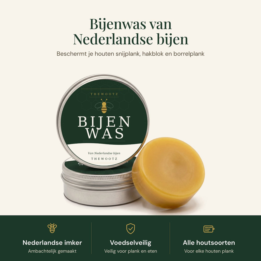 TheWootz bijenwas van Nederlandse bijen, voor houten snijplanken, hakblokken en borrelplanken