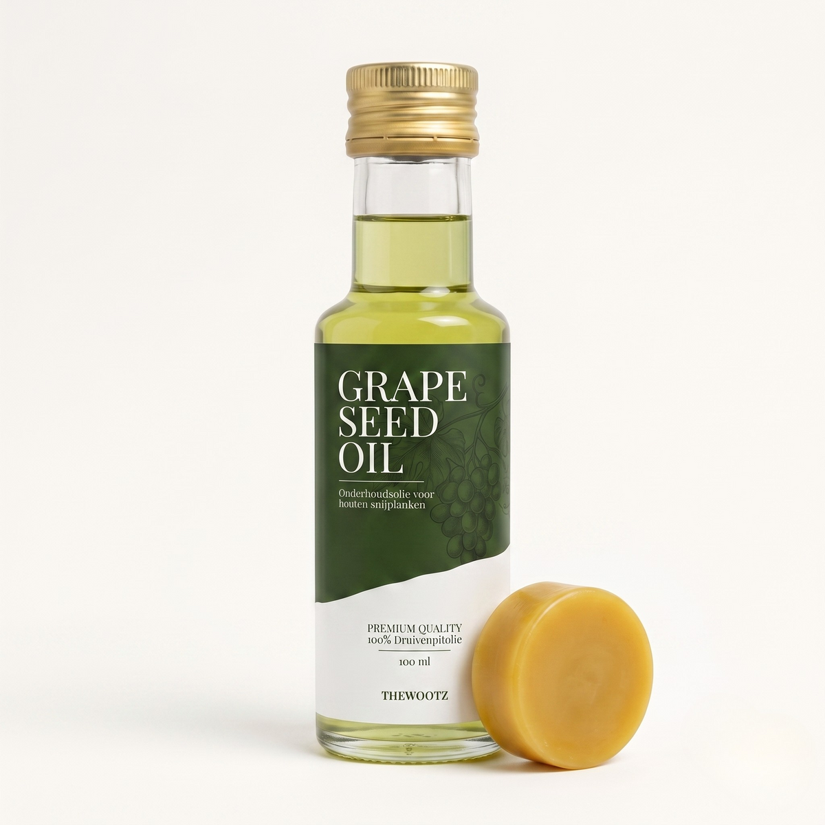 TheWootz Onderhoudsduo Snijplank – Druivenpitolie 100ml + Wax Blok
