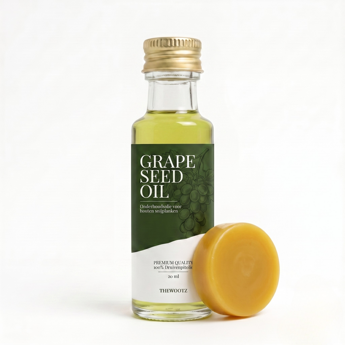 TheWootz Onderhoudsduo Snijplank – Druivenpitolie 20ml + Wax Blok